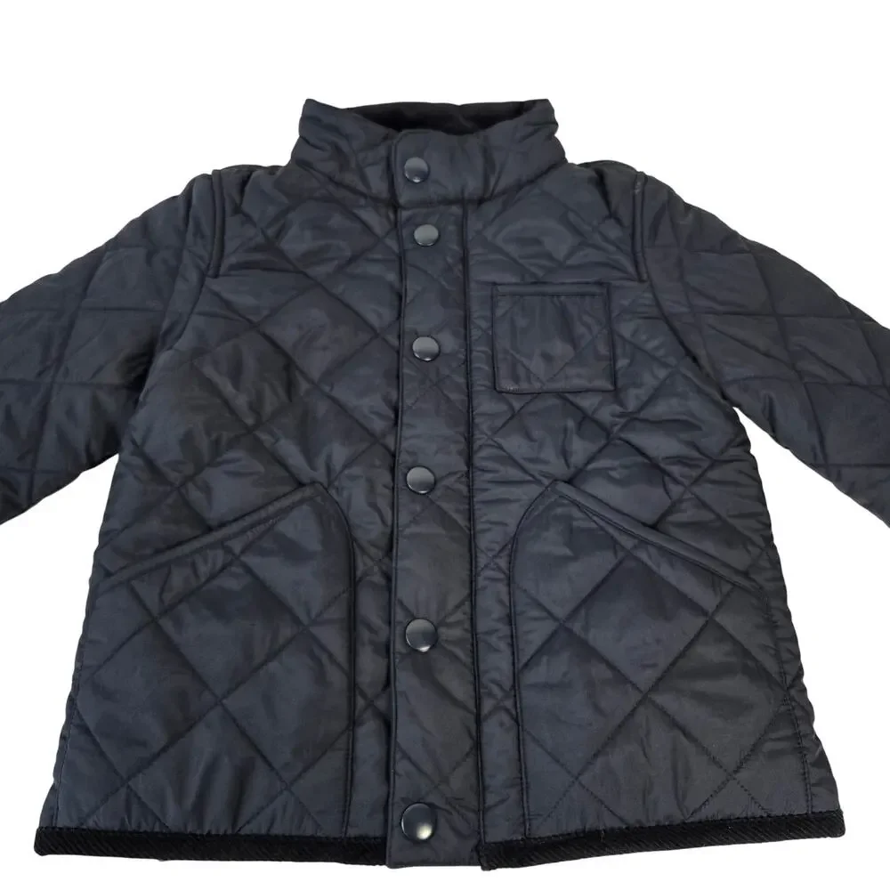 Crewcuts Boy’s Quilted Field Jacket Midnight Navy Blue with Corduroy Trim Size 2